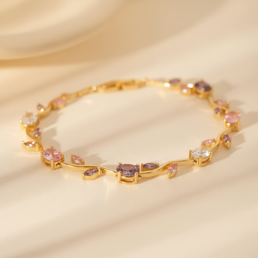 Petal Alloy Bracelet closeup crystal details