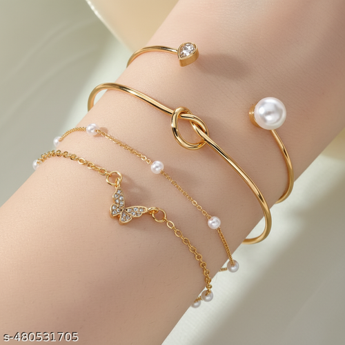 4 Piece Gold Bracelet Set luxury studio shot
