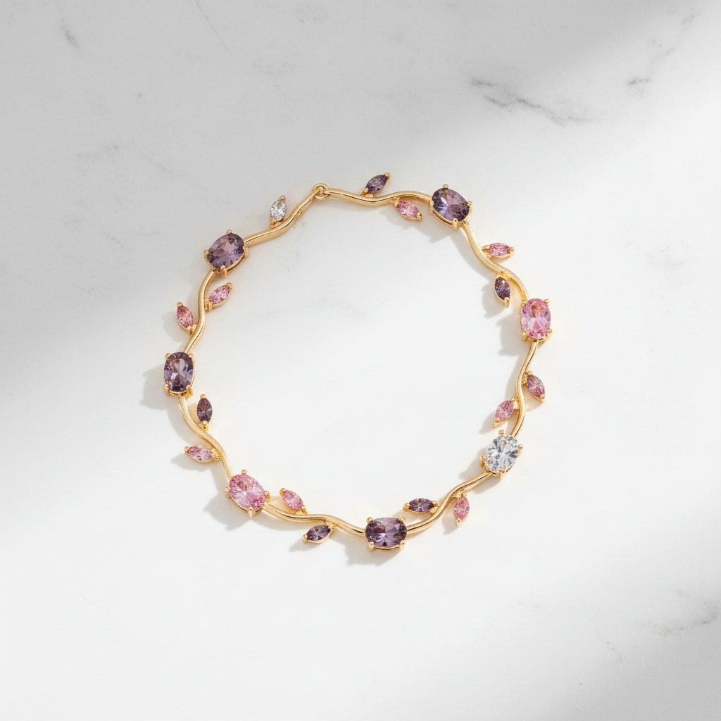Petal Alloy Bracelet flat lay marble