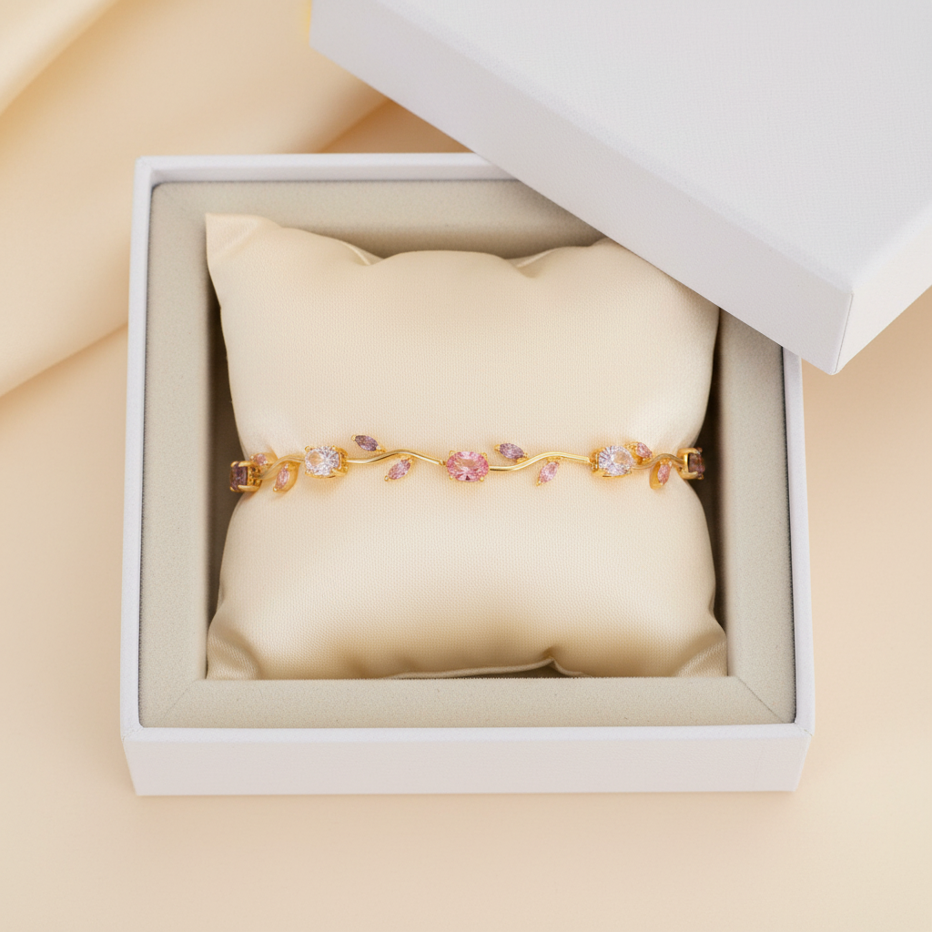Petal Alloy Bracelet in premium gift box with satin cushion